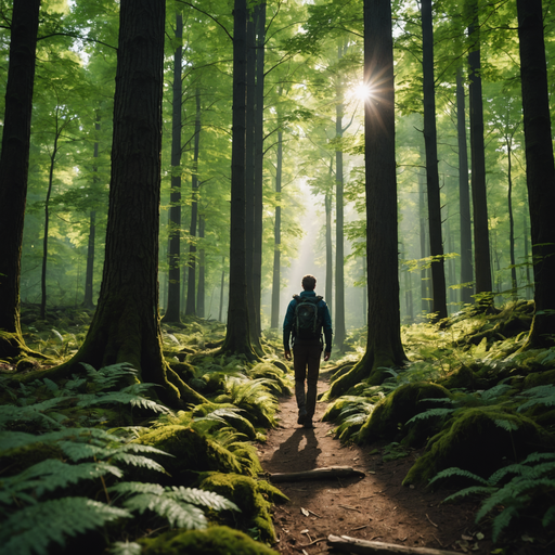 Sun-Dappled Path: A Hiker’s Tranquil Journey