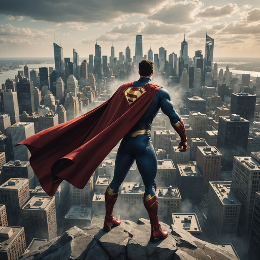 Superman: A Symbol of Hope Against the Cityscape