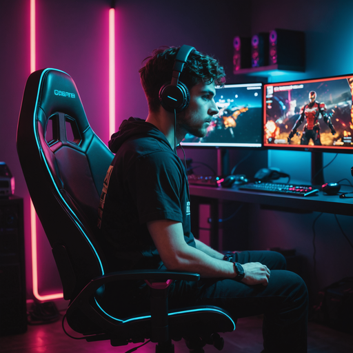 Neon Glow, Focused Flow: A Gamer’s Sanctuary