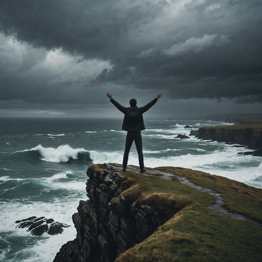 A Solitary Figure Defies the Storm