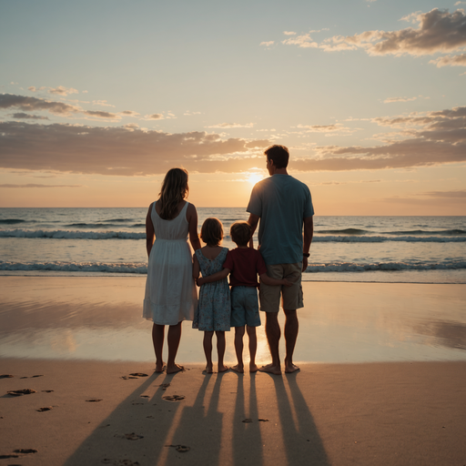 Silhouettes of Hope: A Family’s Sunset Moment