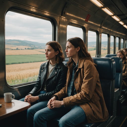 A Journey of Reflection: Two Women Find Tranquility on a Rural Train Ride