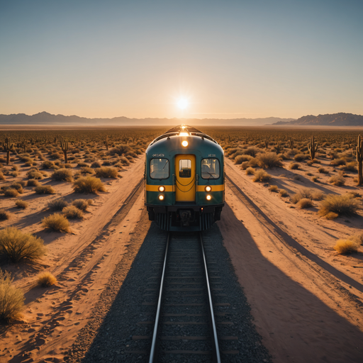 Sunset Serenade: A Train Chases the Desert Sun