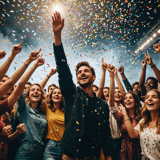 Confetti Rain and Cheering Faces: The Joy of a Live Event