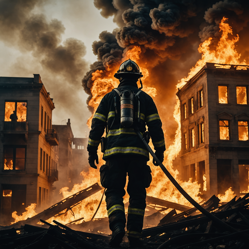 Firefighter Stands Tall Amidst Blazing Inferno