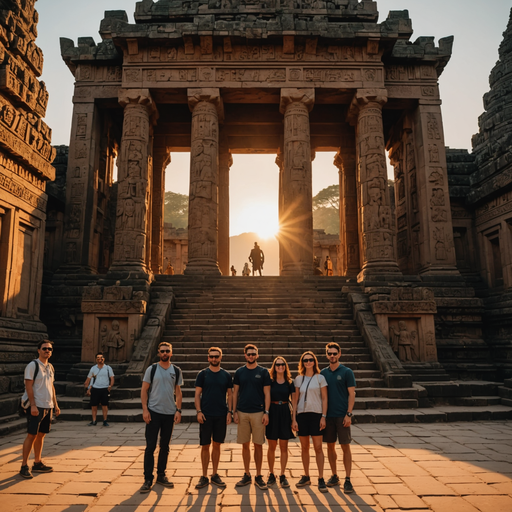 Golden Hour at the Temple: Tourists Embrace History and Adventure