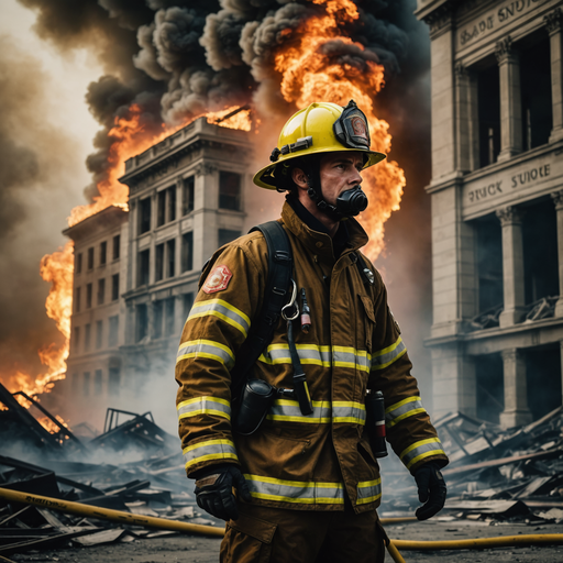 Firefighter Stands Tall Amidst Blazing Inferno