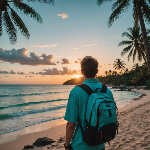 Silhouetted Serenity: A Man Contemplates the Sunset