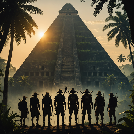 Silhouettes of Adventure: A Mysterious Dawn at the Pyramid