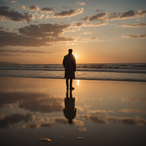 Silhouettes of Solitude: A Sunset on the Beach