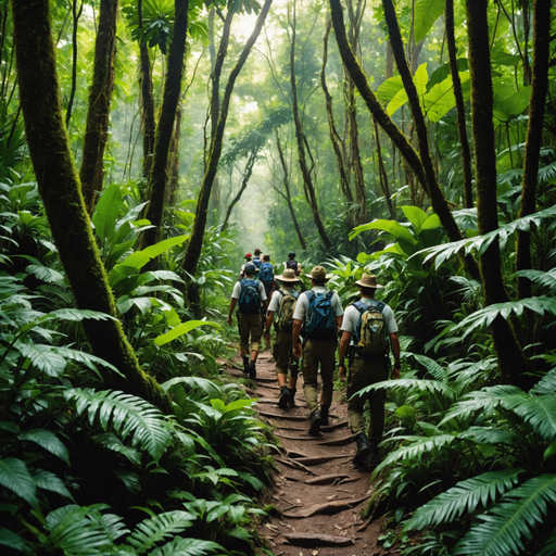 Lost in the Emerald Embrace: Hikers Journey Through a Dreamy Jungle