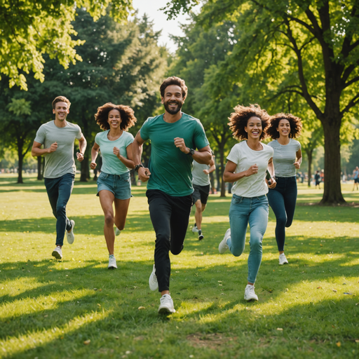 Friends Running Through Sunshine