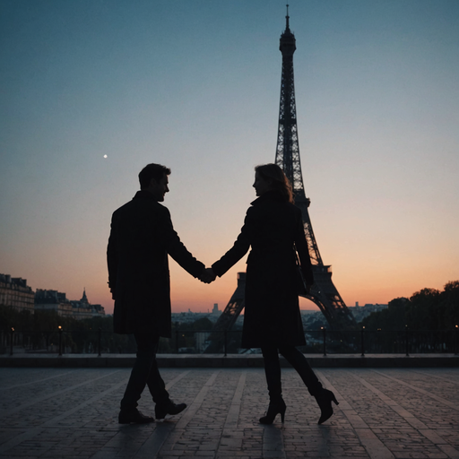 Eiffel Tower Romance: A Silhouette of Love at Sunset