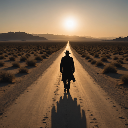 Silhouetted Against the Setting Sun: A Lone Figure’s Journey