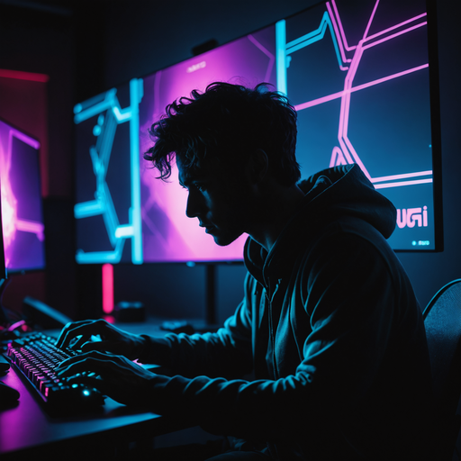 Lost in the Neon Glow: A Hacker’s Silhouette