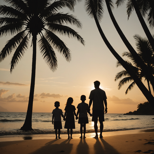 Silhouettes of Love: A Family’s Sunset Embrace