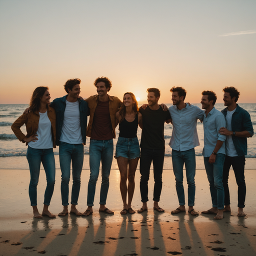 Sunset Smiles: Friends Embrace the Golden Hour