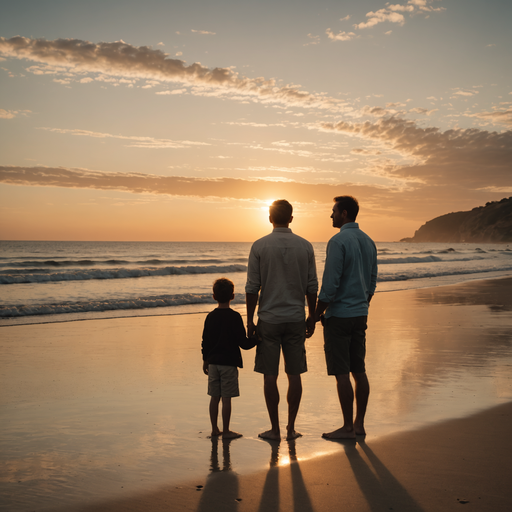 Silhouettes of Hope: A Family Welcomes the Sunset