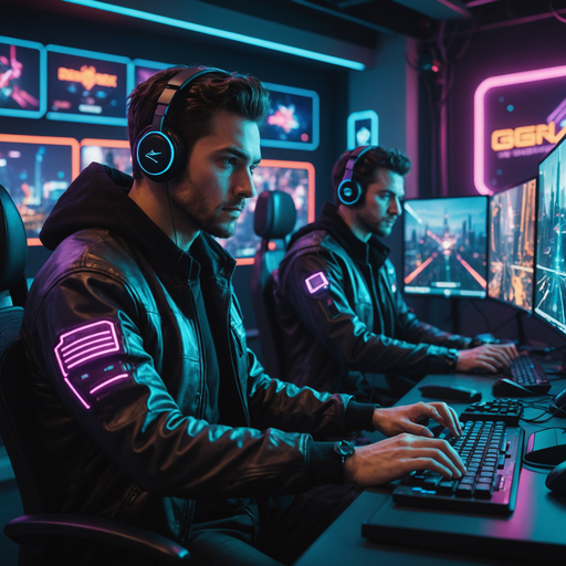 The Focus of Competition: Gamers Immersed in the Neon Glow