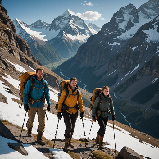 Awe-Inspiring Mountain Trek: Hikers Conquer the Majestic Peaks