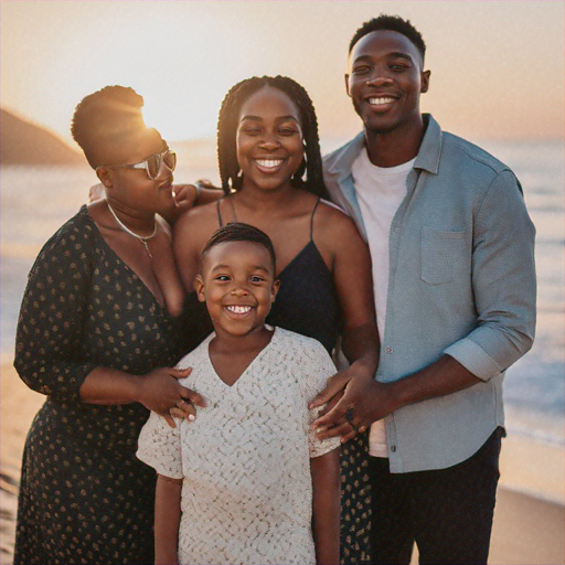 Golden Hour Family Portrait: Capturing Love and Joy on the Beach