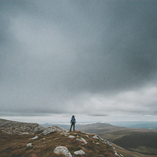 A Solitary Figure Against the Vastness of the Sky