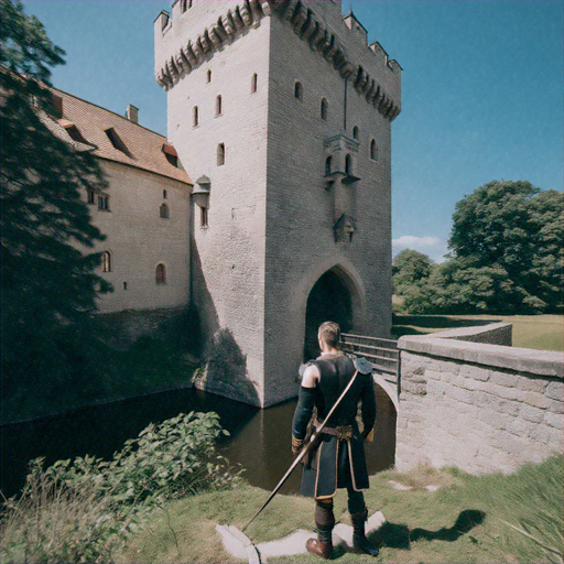 A Solitary Figure at the Castle Gate