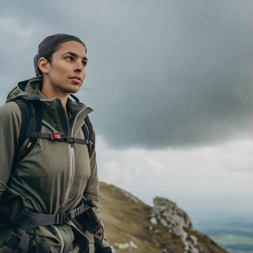 Lost in the Moment: A Hiker Finds Tranquility on a Cloudy Mountainside