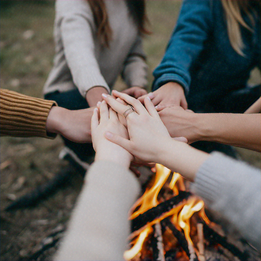 Hands Reaching for Hope Around the Campfire