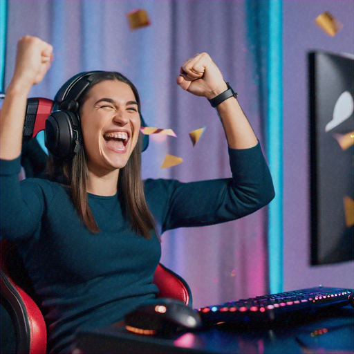 Victory Dance! Gamer Celebrates Triumph in a Shower of Confetti