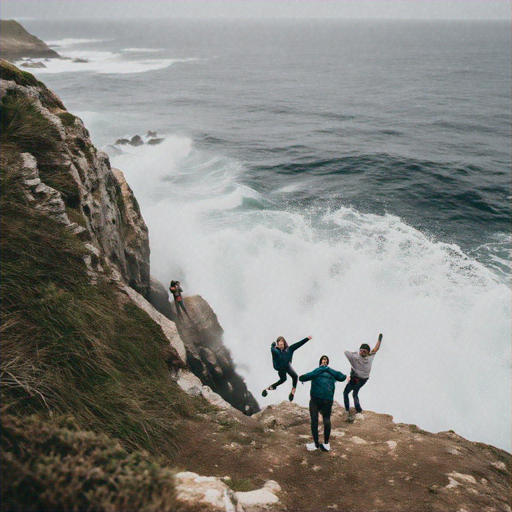 Serene Clifftop View with Dramatic Waves