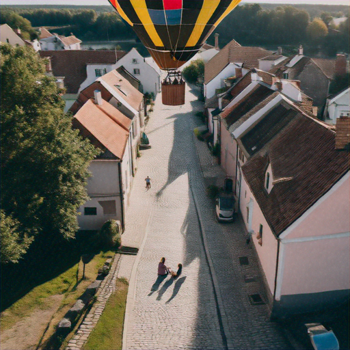 Tranquil European Town Viewed from Above, with a Touch of Whimsy