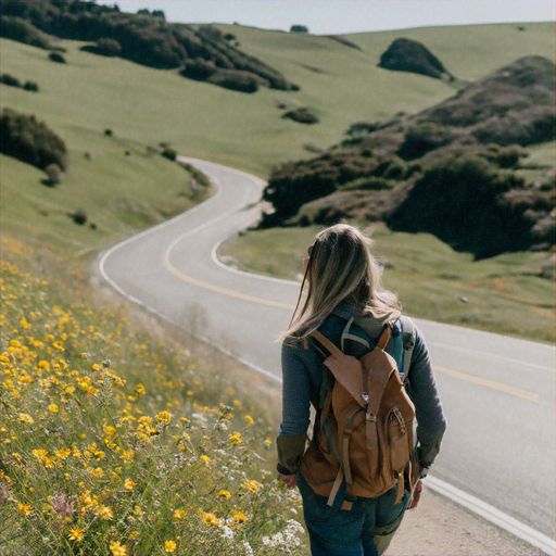 A Solitary Journey Through Tranquil Hills