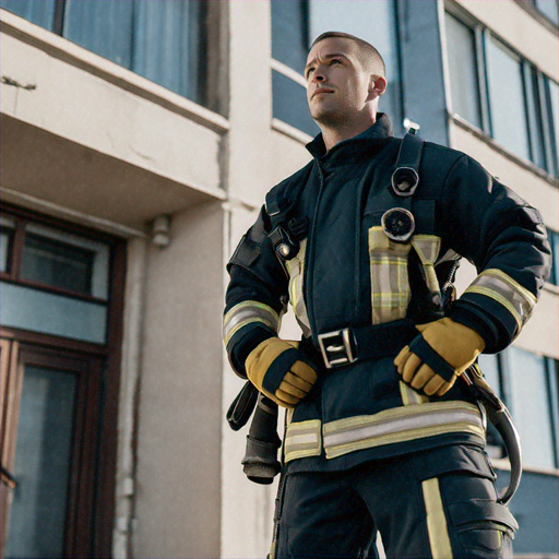 Firefighter’s Determined Gaze: A Symbol of Courage and Hope