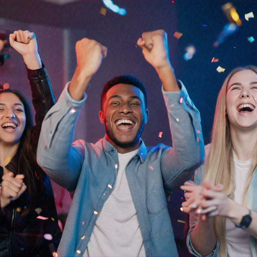 Confetti Celebration: Friends Capture Joy in a Burst of Color