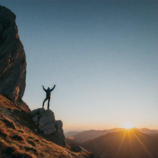 Triumphant Silhouette: Hiker Conquers the Sunset