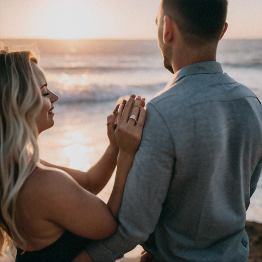 Golden Sunset Embrace: A Moment of Intimate Bliss by the Ocean