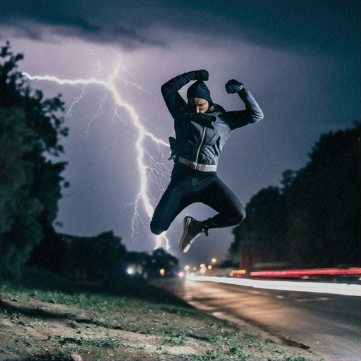 Man Defies the Storm with a Leap of Faith