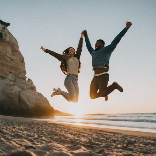 Joyful Jump for Joy at Sunset Beach