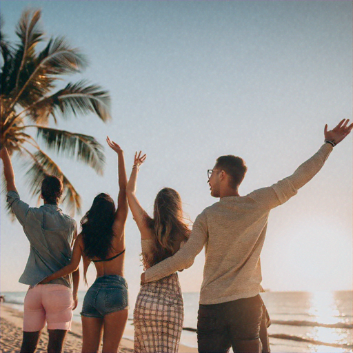 Silhouettes of Joy: Friends Embrace the Sunset