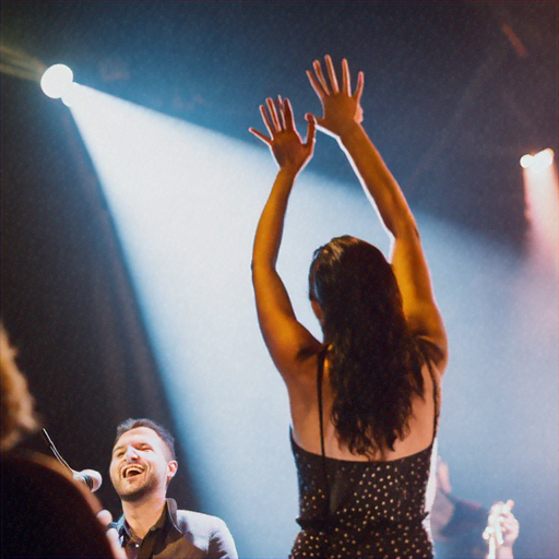 Silhouetted Joy: A Moment of Freedom Under the Spotlight