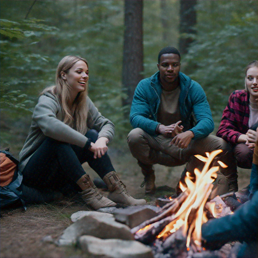 Campfire Tales: Friends Gather Under the Stars