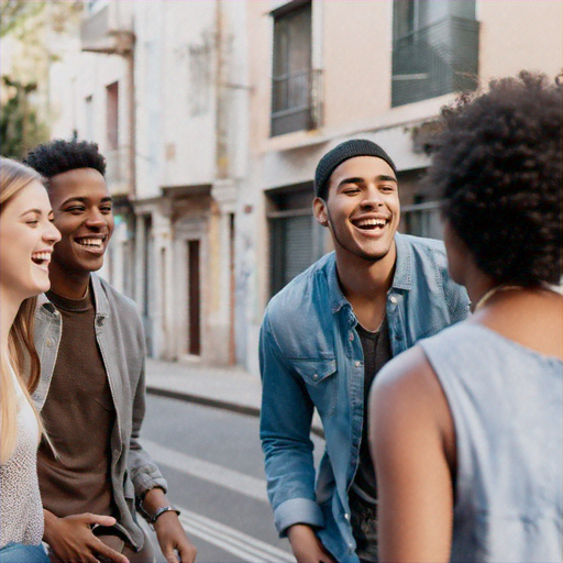 Friends on the Go: Laughter and Joy Fill the City Streets