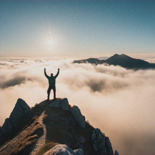 Triumphant Silhouette Against a Sea of Clouds