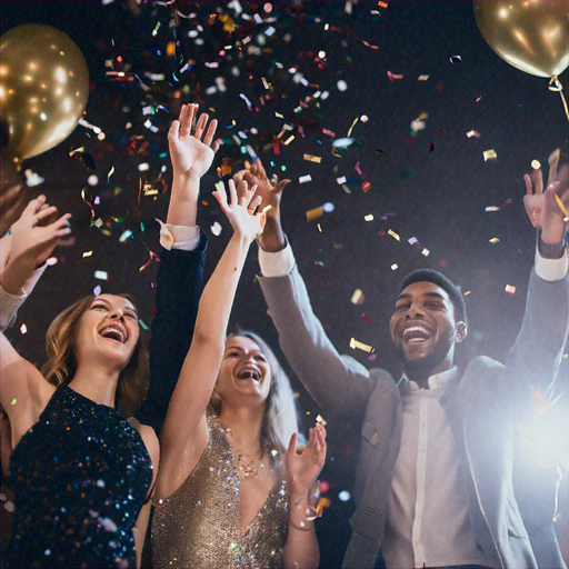 Confetti Celebration: Friends Rejoice in a Moment of Joy