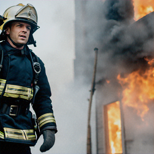 Firefighter Faces the Blaze: A Moment of Intensity