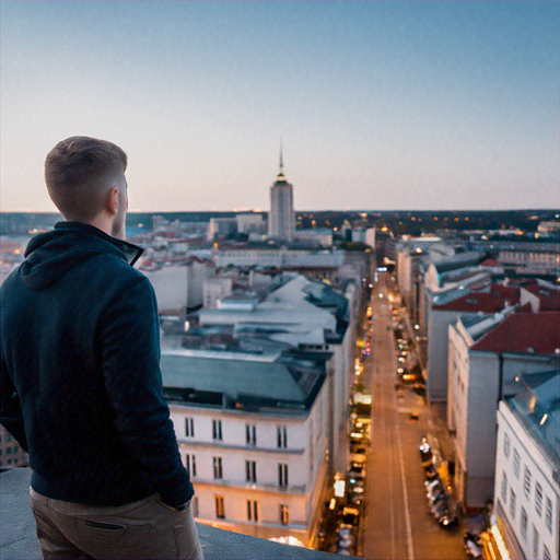 Silhouetted Against the City Lights