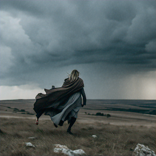 A Solitary Figure Against a Stormy Sky