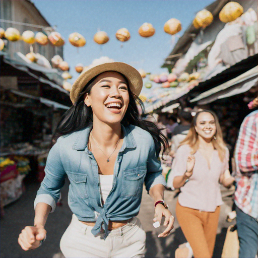 Joyful Stroll Through a Vibrant Market