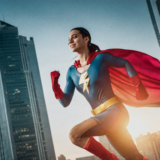 Superhero in Motion: A City’s Guardian Takes Flight